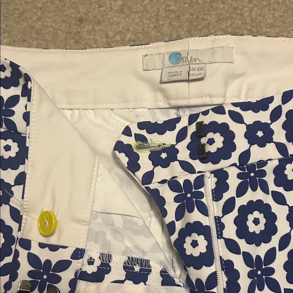 Boden Blue and White Floral Straight Leg Pants - Picture 2 of 2